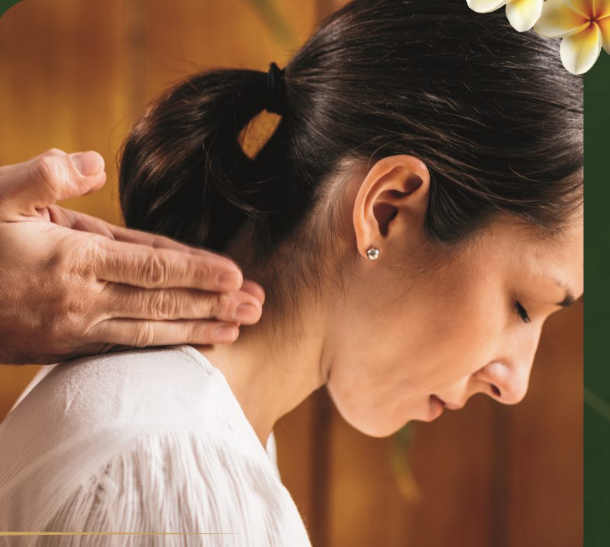 Neck and shoulder massage relieving desk tension